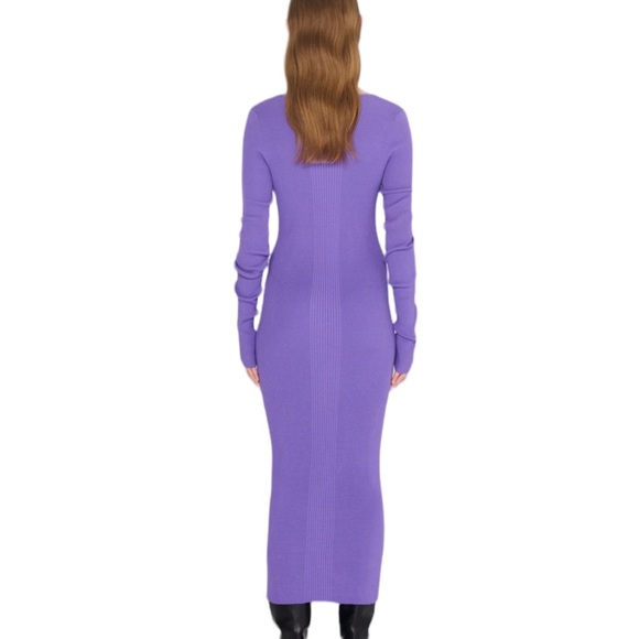 REMAIN Purple Passion Flower Dense Knit Curved Neck Dress US 6 Reg. $328 - Picture 3 of 11